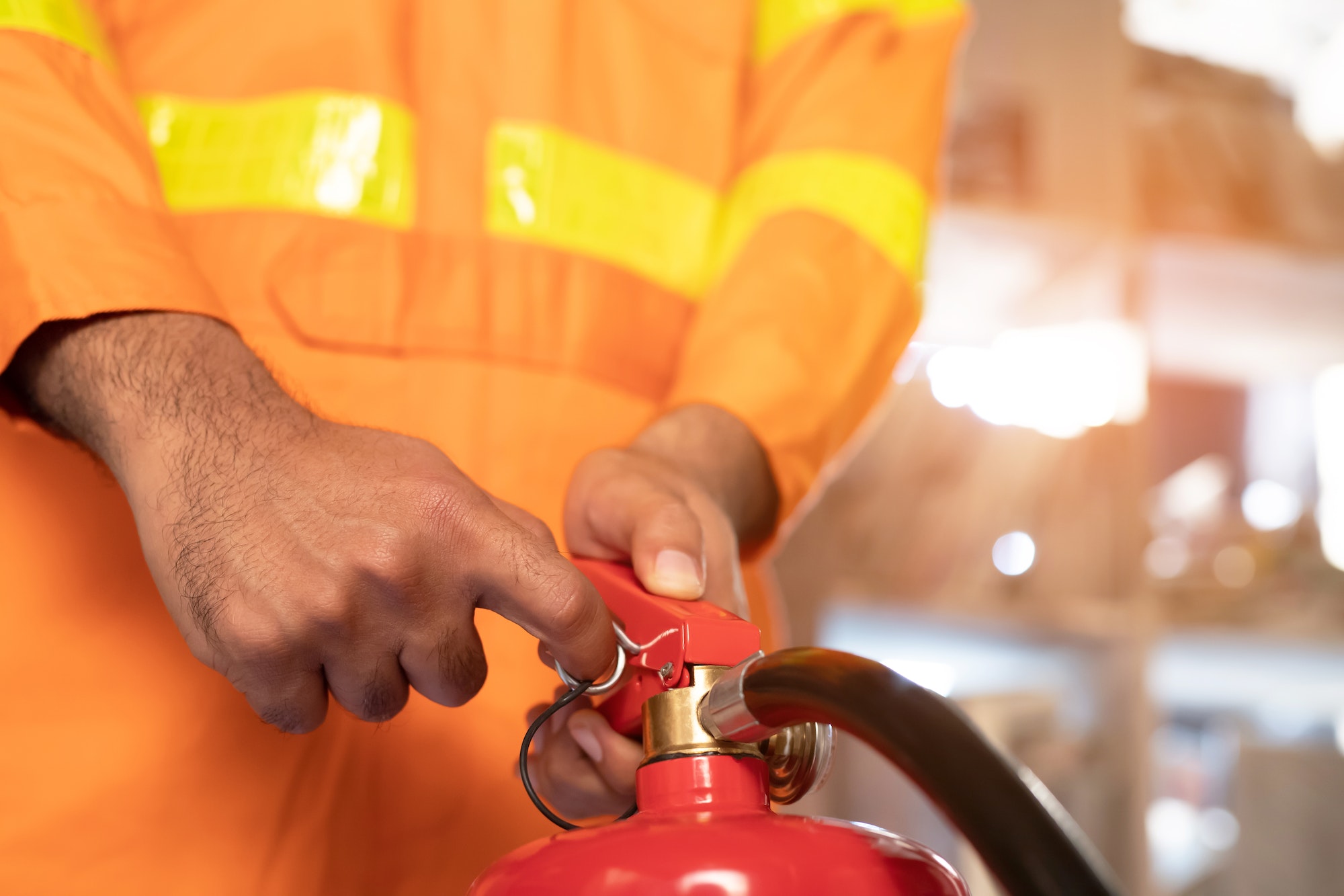 Fire extinguisher in industrial factory